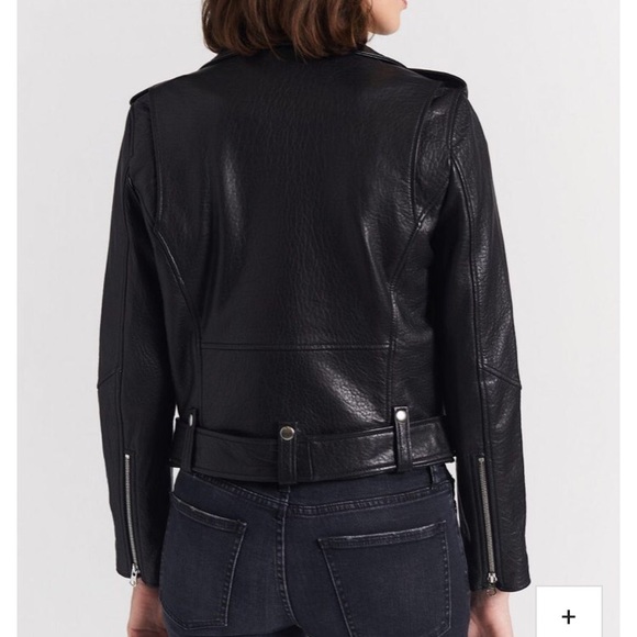 Current/Elliott Black Leather Moto Jacket - Picture 4 of 8